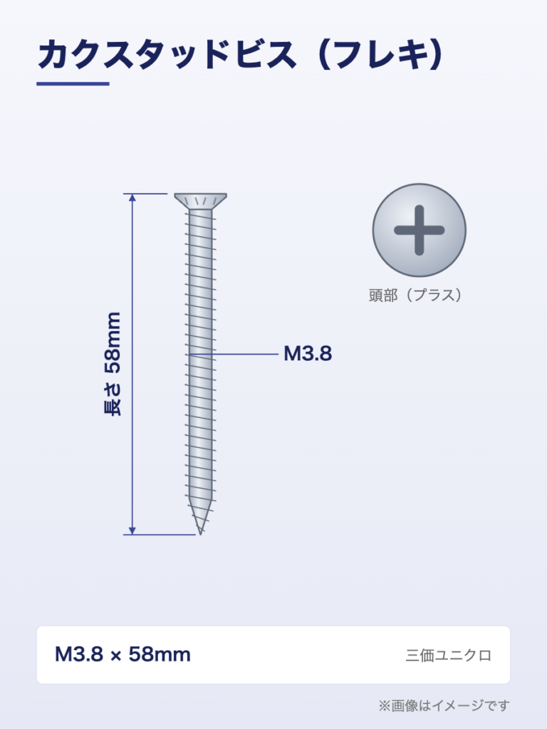 カクスタッドビス（フレキ） M3.8×58（イメージ）